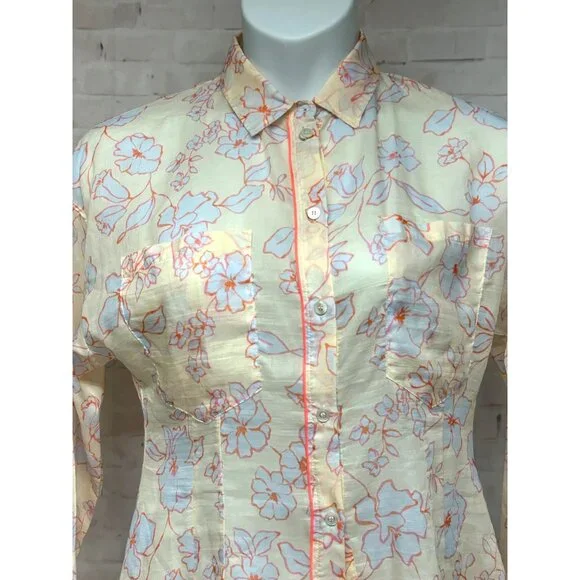 Forte Forte Womens Floral Long Sleeve Cotton Silk Voile Shirt Medium Italy Made - Picture 3 of 12